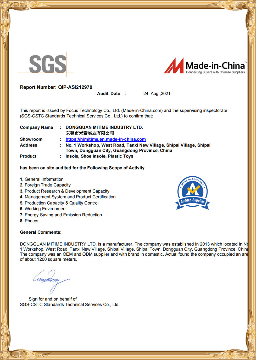 certificato SGS